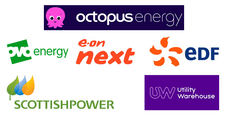 Energy supplier logos for smart tariff research.